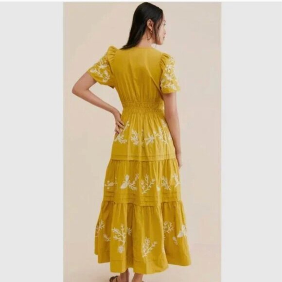 Anthropologie The Somerset Dress Small Embroidered Forest Fairy Maxi Boho Grunge - Picture 11 of 16